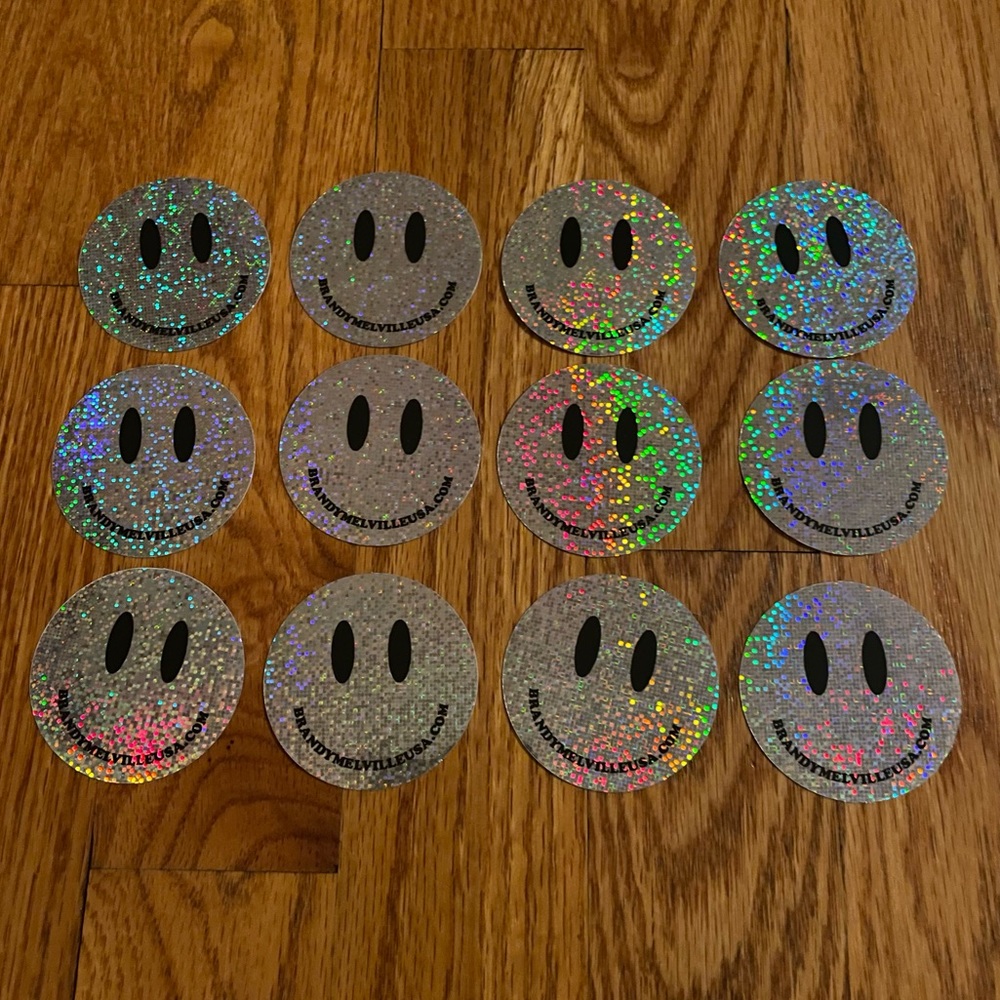 Brandy Melville Holographic Smiley Face Stickers - set of 12